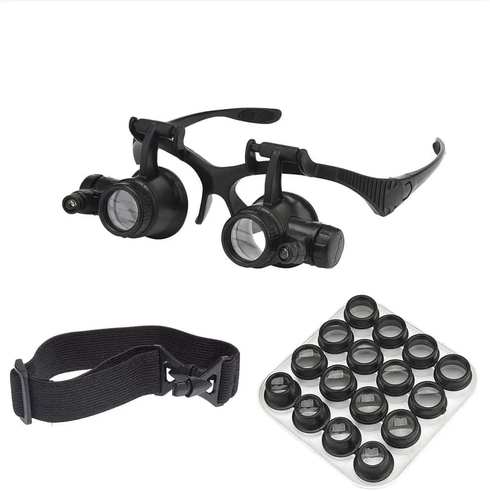 2.5X 4X 6X 8X 10X 15X 20X 25X Double Eye Loupe Head Wearing Head-Mounted Repair Jeweler Watch Clock Magnifier