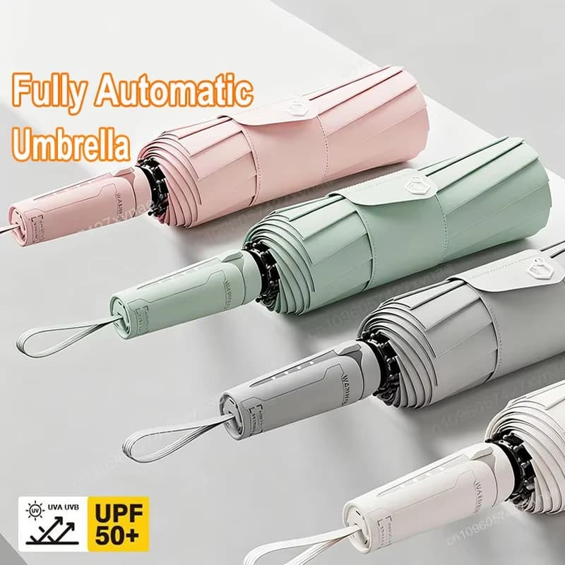 10 Bone Folding Umbrella Fully Automatic Double Bone SPF 50 UV Protection Rain Resistance Strong Wind Resitance Umbrella