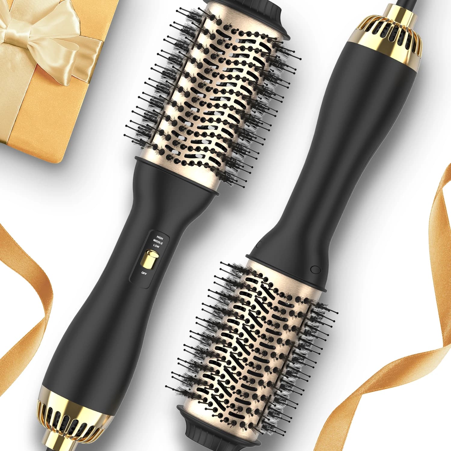 LISAPRO One-Step Hot Air Brush&Volumizer PLUS 2.0 Hair Dryer and Hair Styler New Black Golden Hair Curler Brush