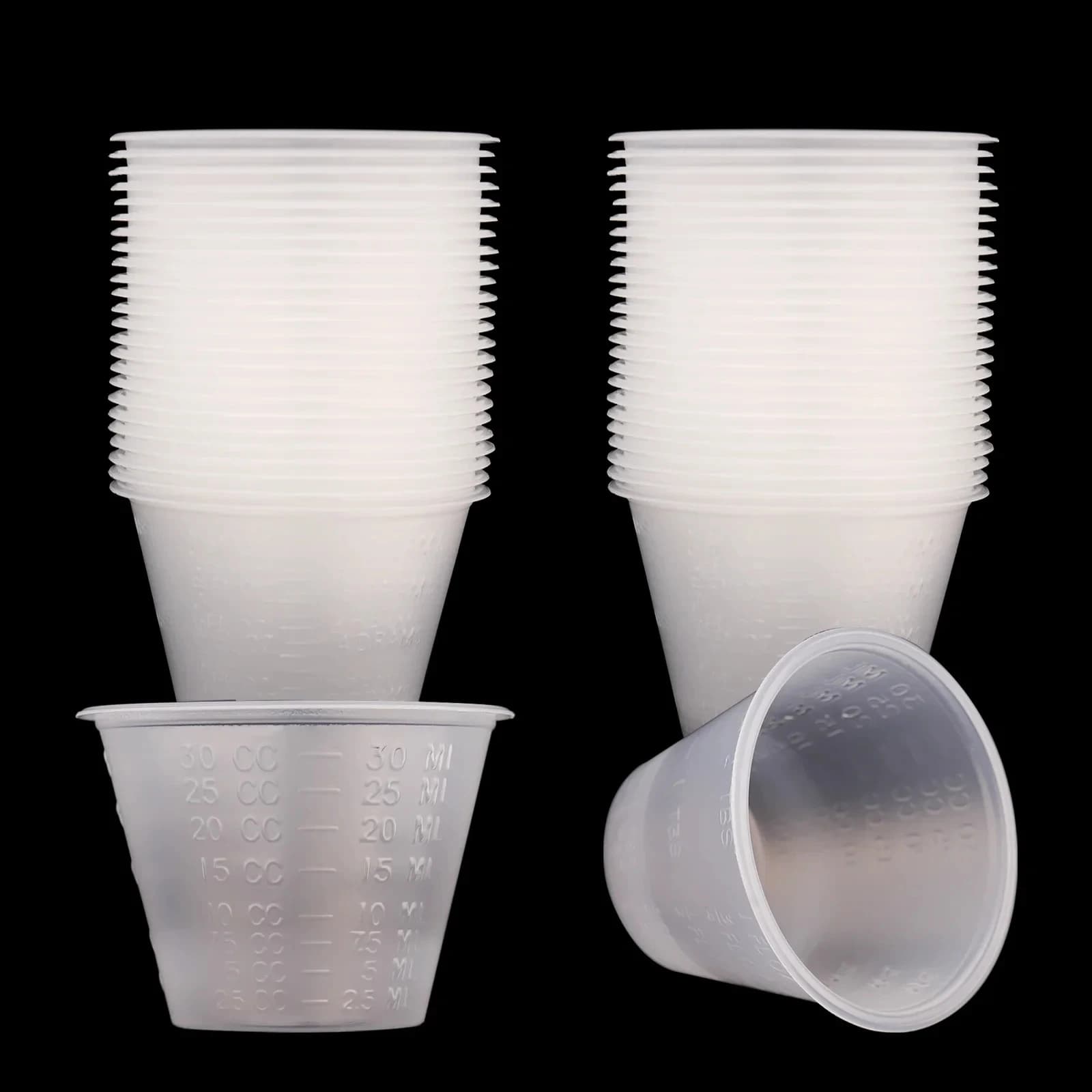 100pcs New 30ml Graduated Plastic Mix Cups Universal Measuring Paint Tray for Airbrush Painting DIY Art Craft Model Hobby Tool