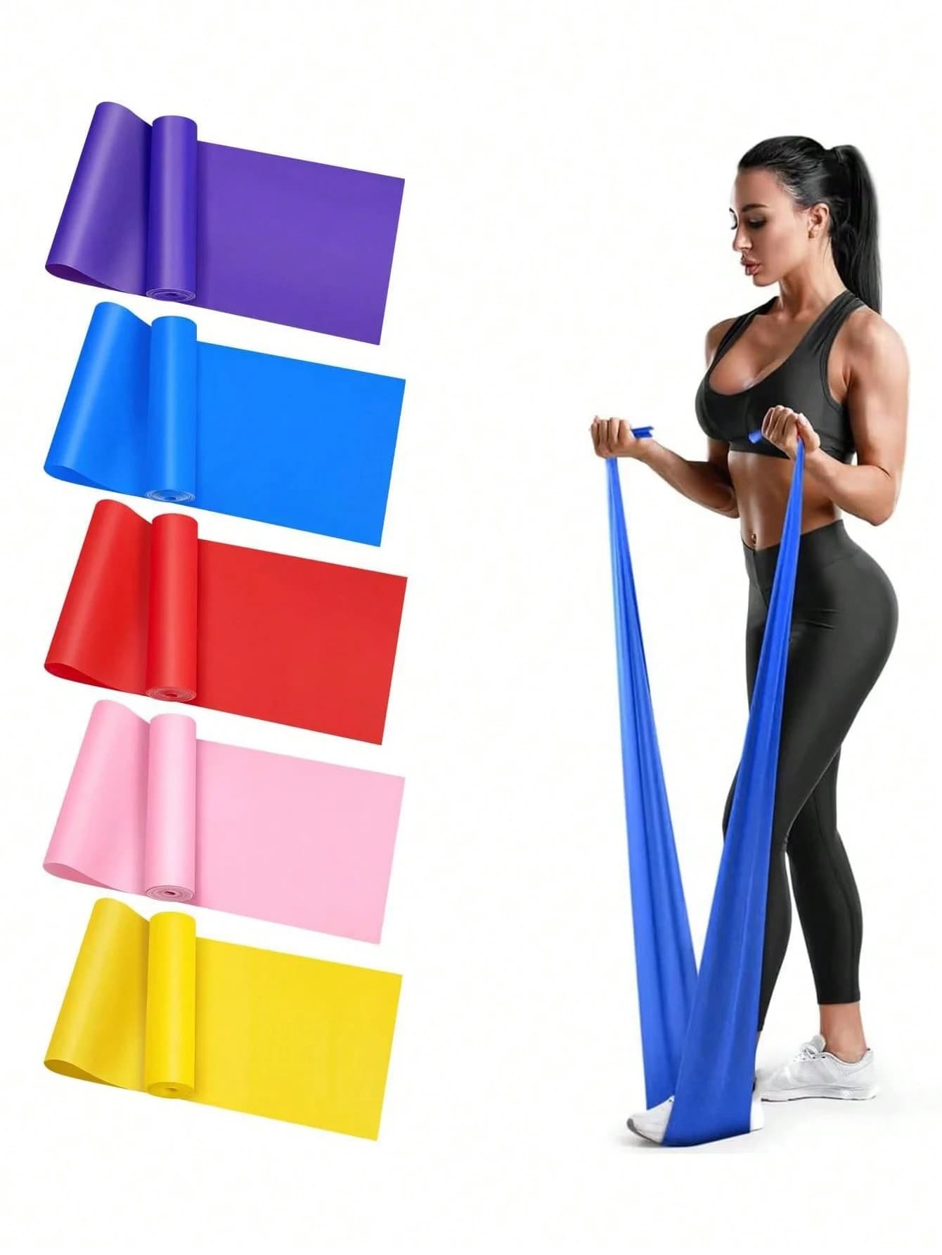 1pc Yoga Pilates Resistance Band Portable High Elasticity Training Stretching Full Body Strength Elastic Exercise Home Use