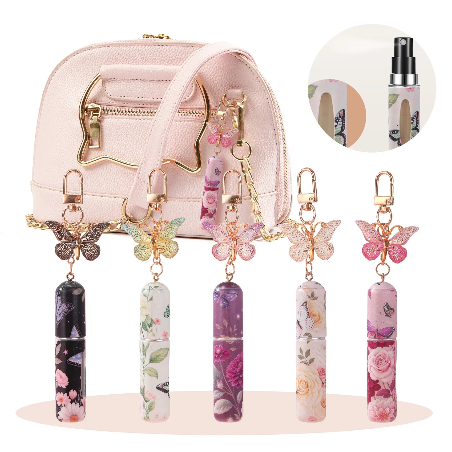 1pc perfume separately bottled, backpack with key ring design, butterfly girl feeling 5ML perfume separately bottled