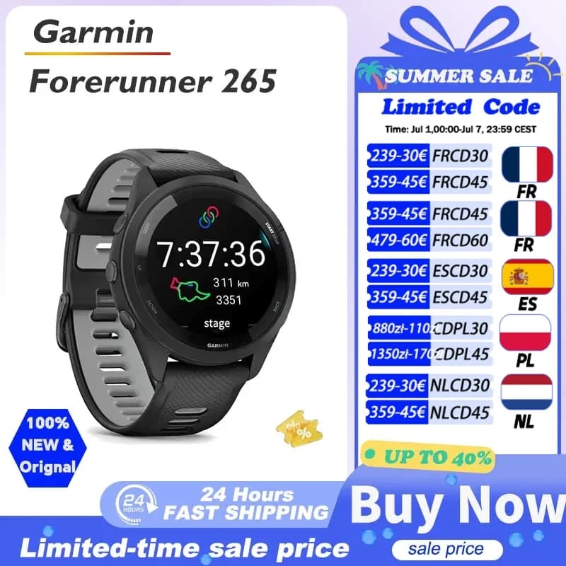 Garmin Forerunner 265 garmin watch garmin Sports Watch Outdoor GPS Running Fitness Marathon Swimming Chinese Heart Rate Blood Oxygen smartwatch