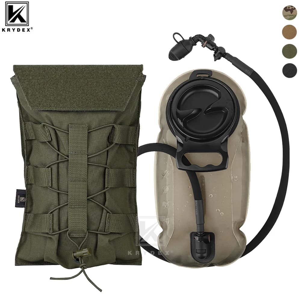 KRYDEX 500D Tactical 50 oz Hydration Carrier MOLLE Pouch Modular 1.5L Water Bladder Bag Pack Hunting Outdoor Hiking Accessories