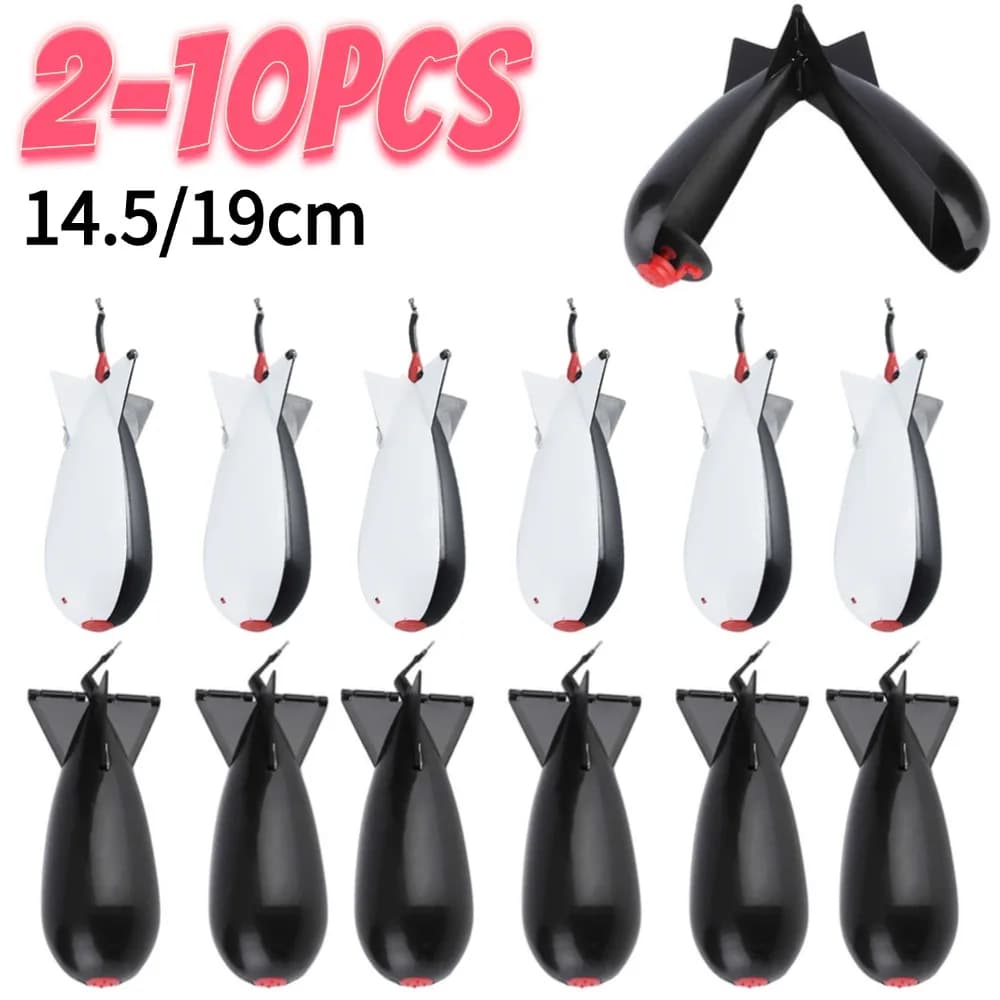 2-10pcs Carp Fishing Rocket Feeder Spod Bomb Float Lure Bait Holder Container Spomb Pellet Feeders Position Fishing Accessories