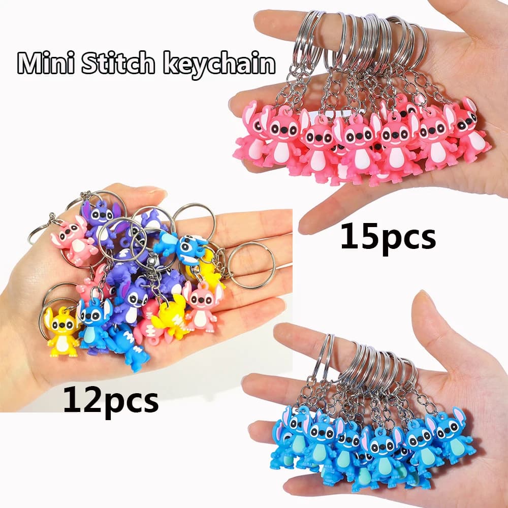 Mini New Anime Disney Keychain Cartoon Lilo & Stitch Cute Doll Keyring Ornament Key Chain Pendant Kids Toys Gifts