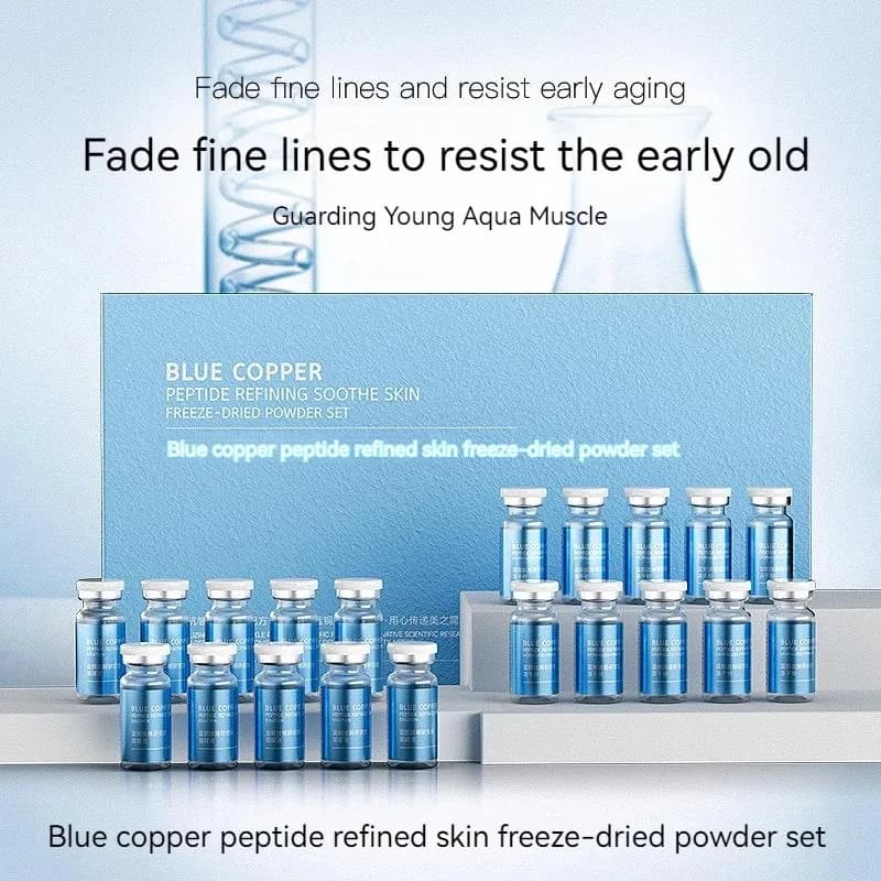 GHK-Cu Blue Copper Peptide Freeze-Dried Powder Set Oligopeptide Anti Wrinkle  Shrink Pores Acne Treatment Skincare Serum 20pcs