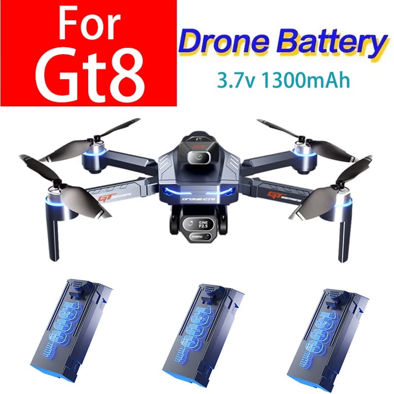 Original 3.7V 1300mAh GT8 Drone Battery Screen 4K Professional 8K  Battery For GT8 RC Quadcopter Spare Battery Accessories Parts
