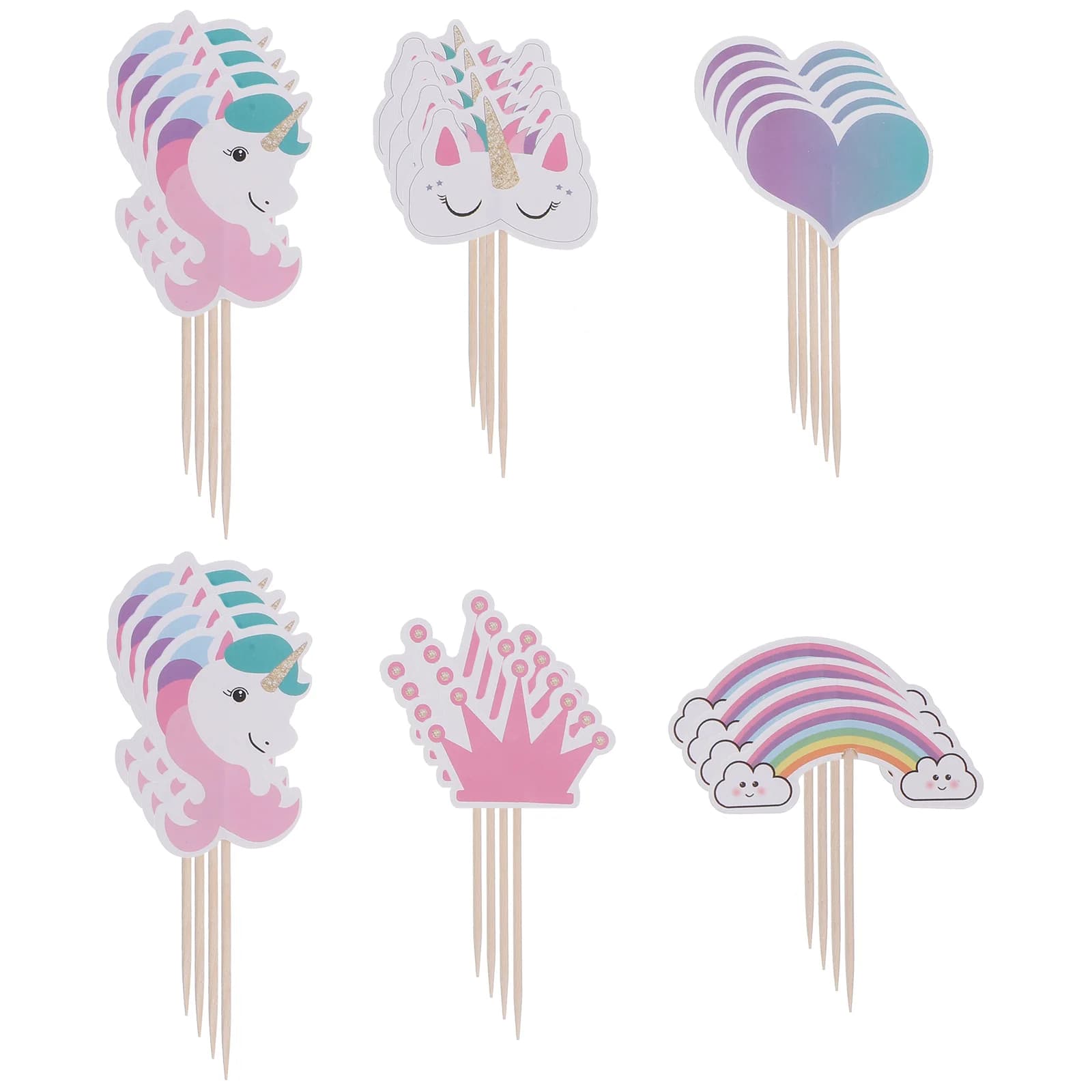 24 Pcs Cake Decorations Toppers Pick Paper Birthday Decorative Hat Child
