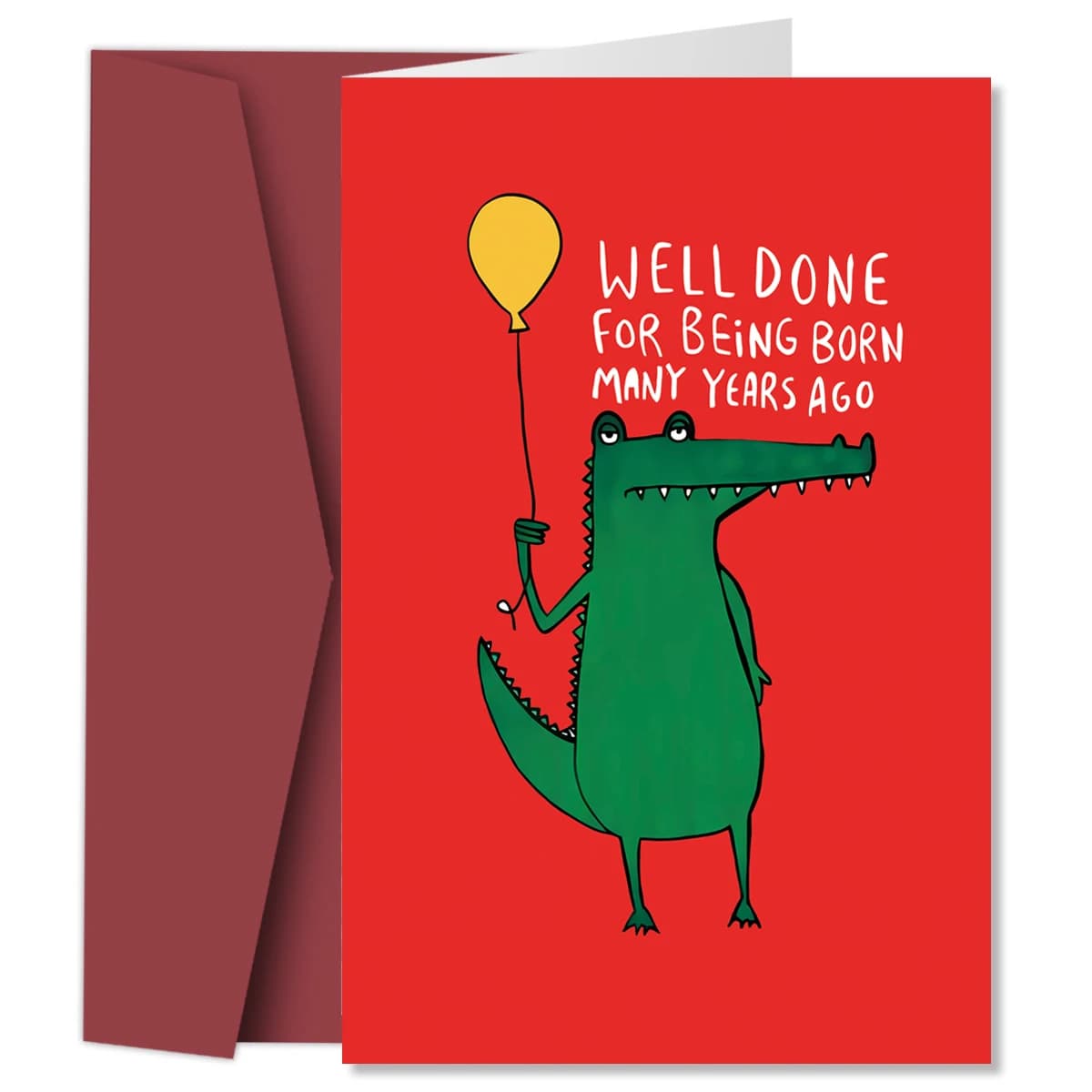 1PC Funny Crocodile Birthday Card for Him Her, Well Done For Being Born Many Years Ago Card, Birthday Greeting Card for Friends