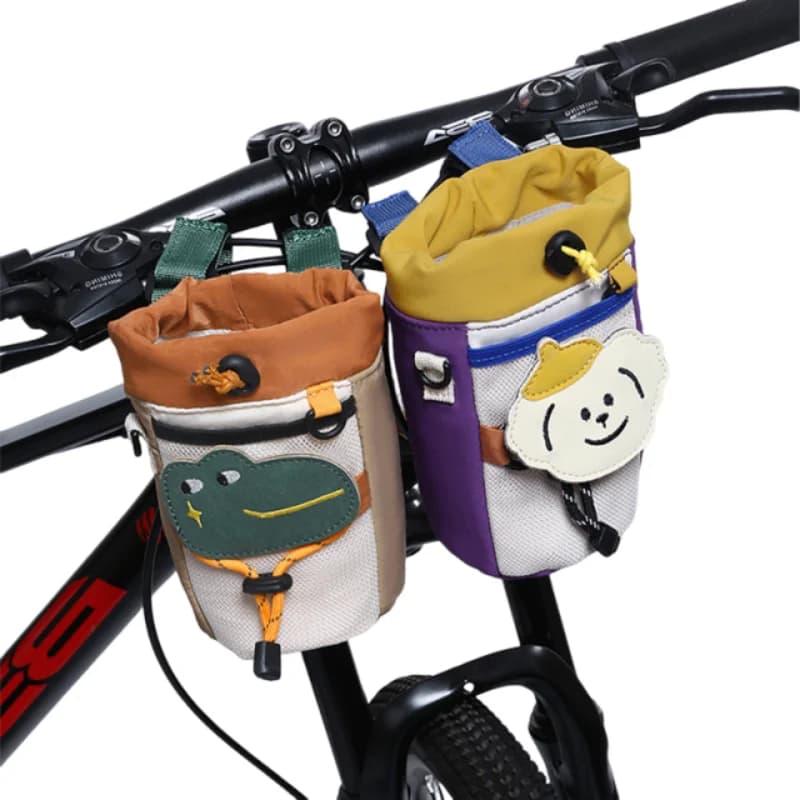 Cute Cartoon Bicycle Basket Cycling Bike Front Storage Bag Sports Water Cup Organizer Portable Cycling Bag Bicycle Accessories