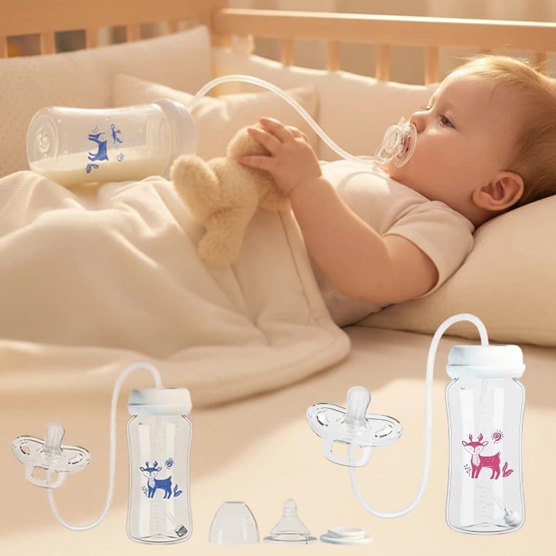 300ML 3-in-1 Hands-Free Wide-neck Baby Bottle,Milk Storage Bottle,Pacifier,Multi-Function Anti-Drop Gravity Ball Feeding Bottle
