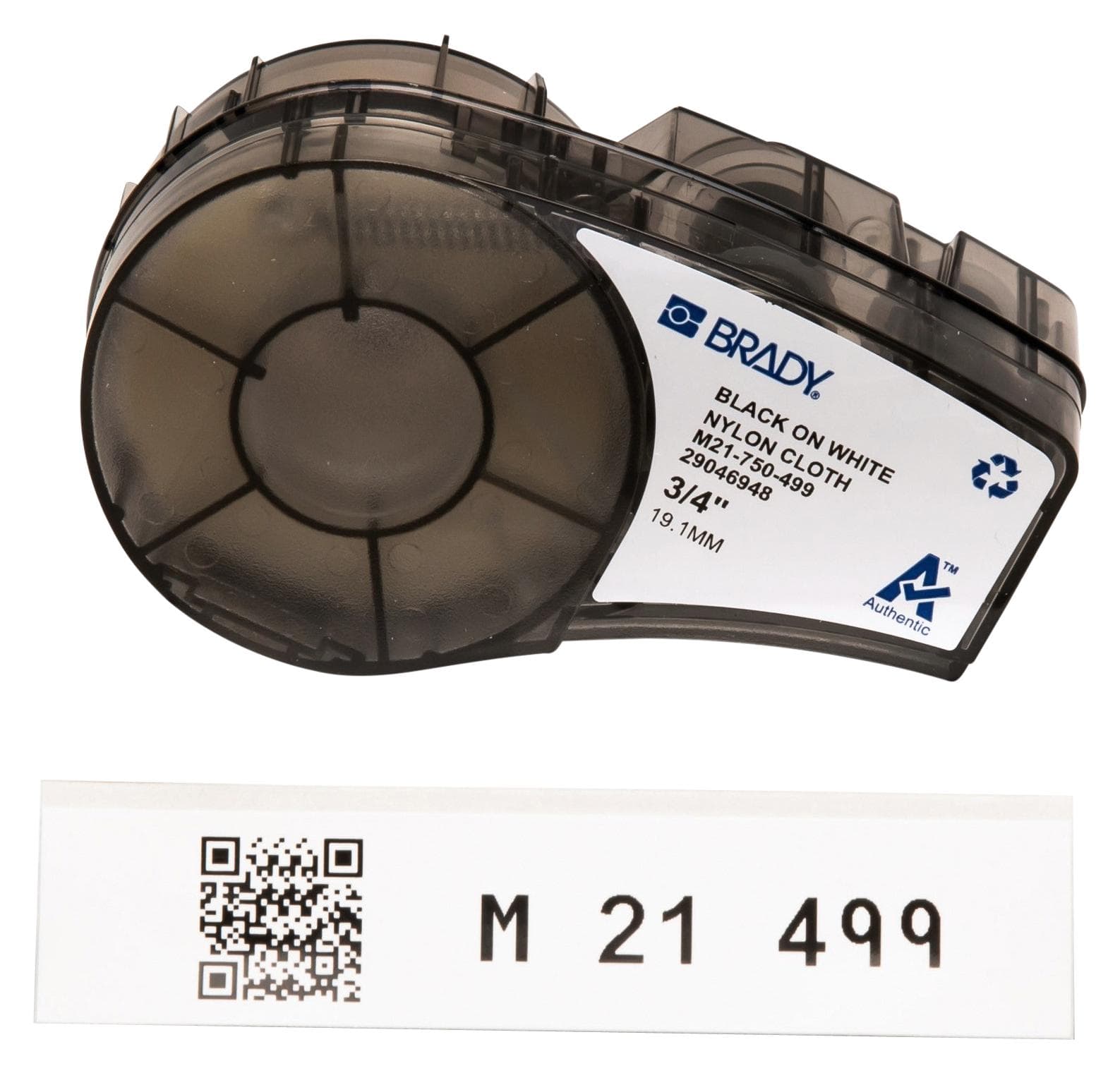 Brady M21-750-499 Label, Nylon Cloth, Wht, 19.05Mm, 4.87M