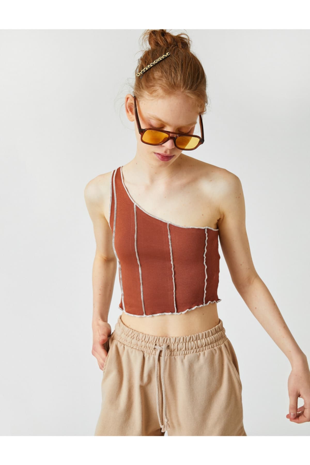 Koton One-Shoulder Crop Singlet
