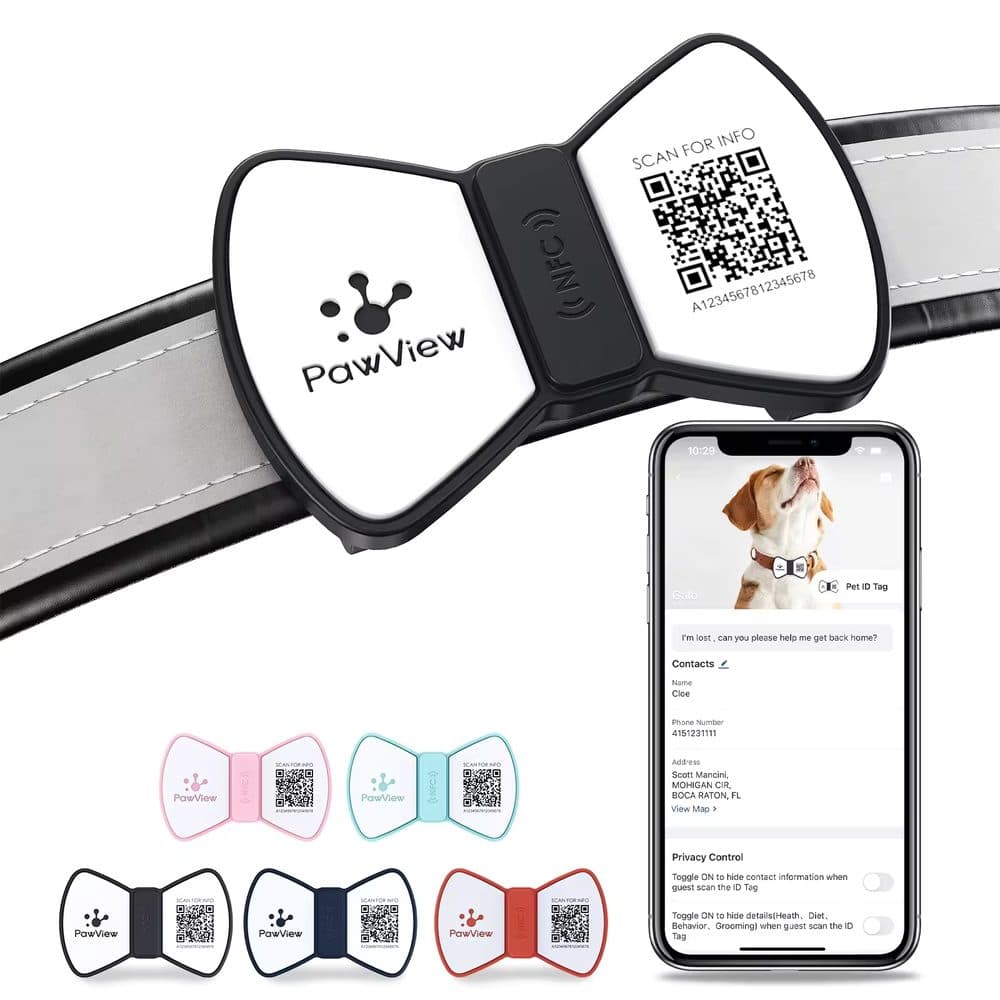 PawView chytrá známka pro psy pánský motýlek - černá | P54835