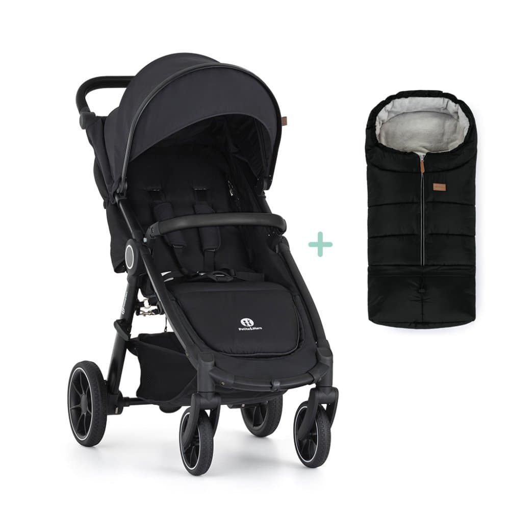 PETITE&MARS Kočárek sportovní Street2 RWS Black Perfect Black + PETITE&MARS fusak Jibot