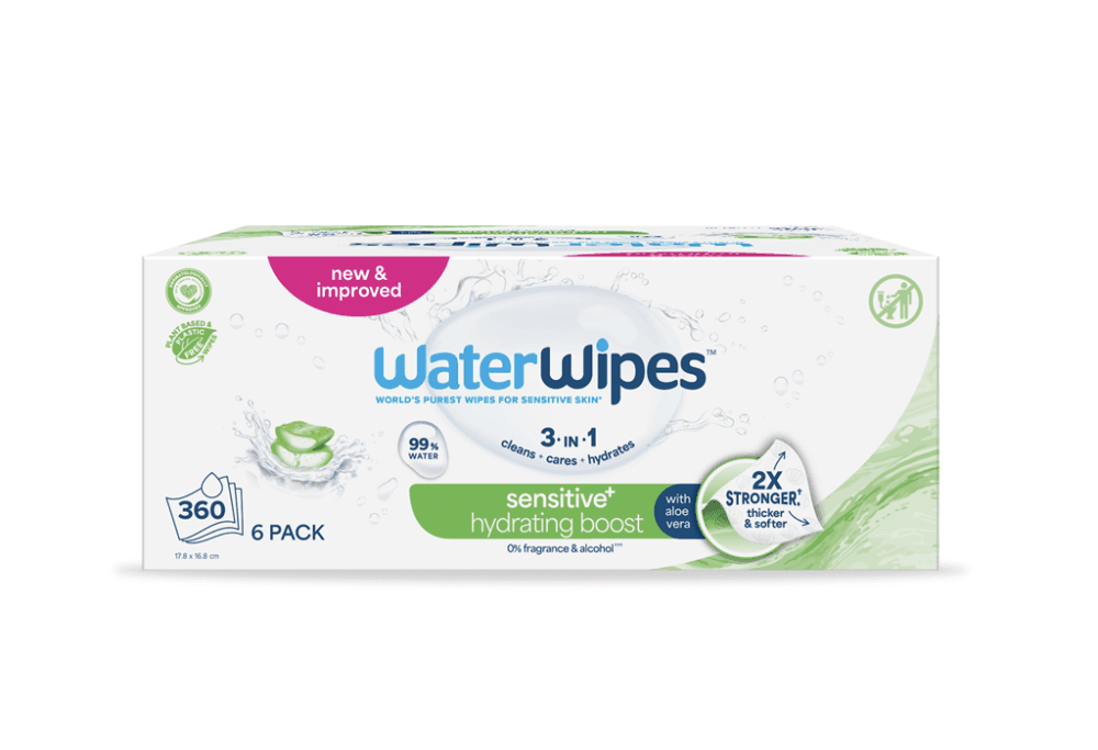 6x WATERWIPES Ubrousky vlhčené Hydrating clean with aloe vera 3in1 60 ks (360 ks)