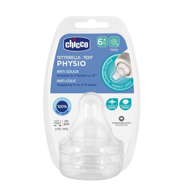 CHICCO Savička na láhev Perfect Easy/Perfect 5/Well-Being fyziologický na kaši 6m+ 2 ks