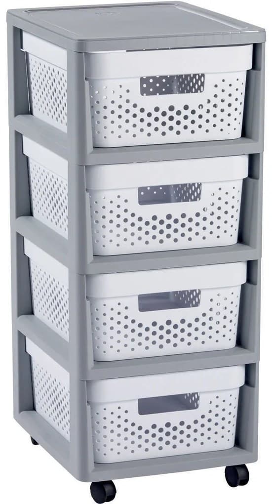 Curver Šuplíky INFINITY 4x11L děrované bílé, rozkládací