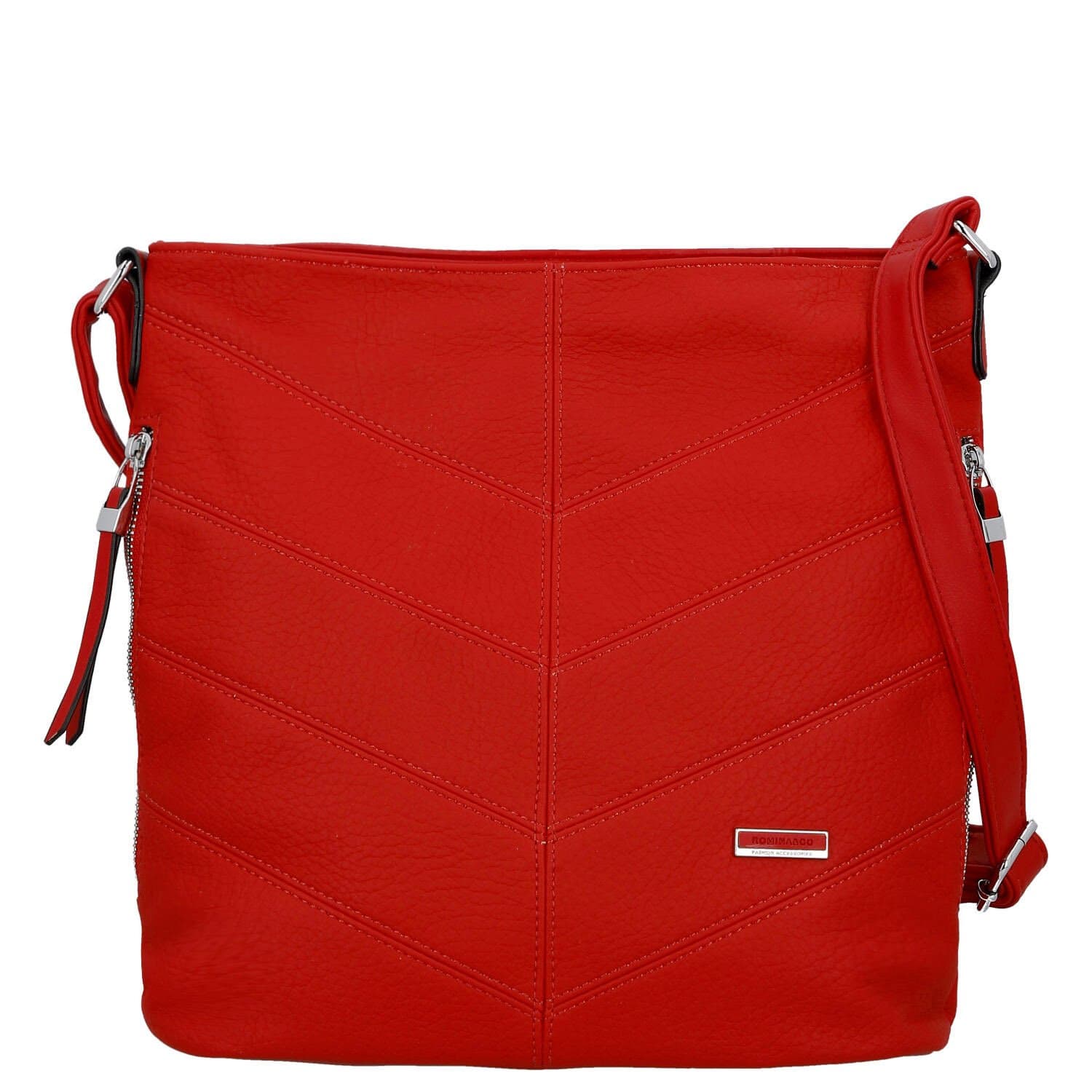 Zajímavá dámská koženková crossbody kabelka Denisa, červená