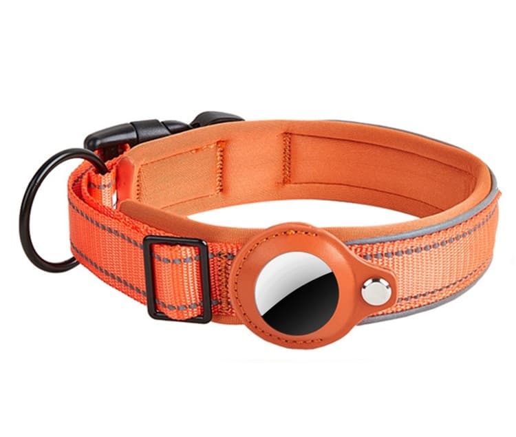 PROTEMIO GLOWY PAW Reflexní obojek pro Apple AirTag VELIKOST: S - oranžový