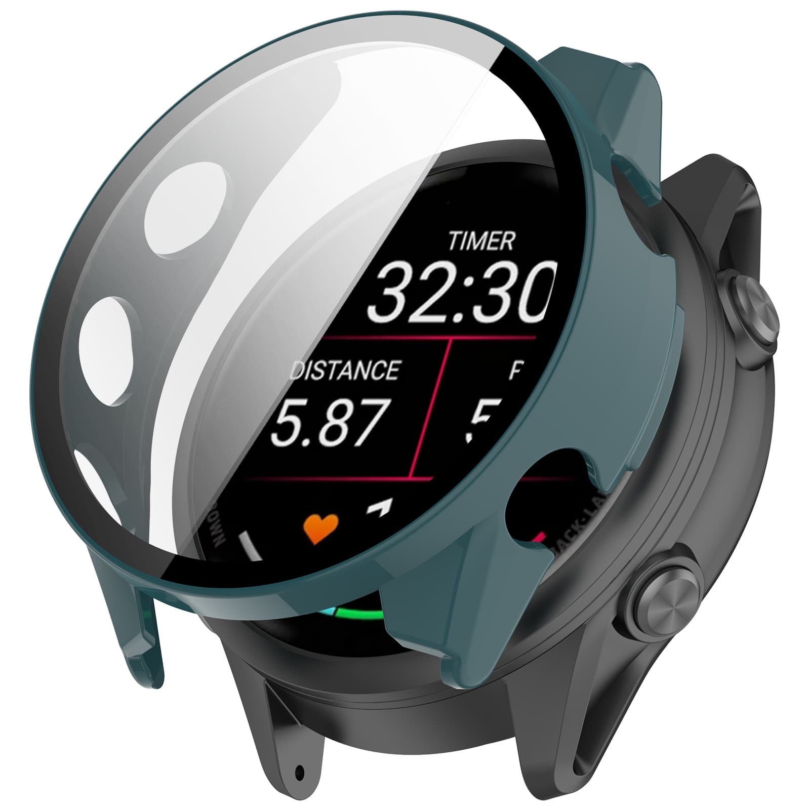 PC FULL COVER Plastový kryt se sklem pro Garmin Forerunner 570 47mm zelený