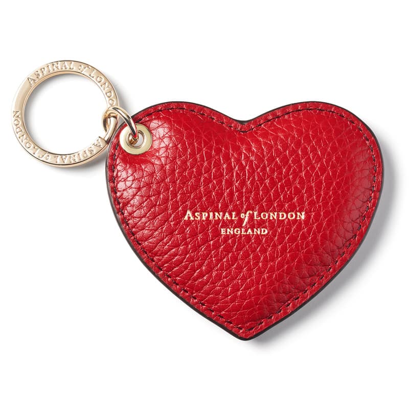 Aspinal of London Heart Key Ring in Cardinal Red Pebble