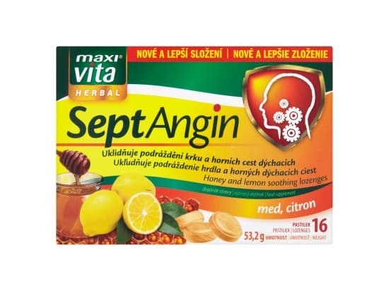 Maxi Vita Herbal SeptAngin med, citron 16 pastilek 53,2g