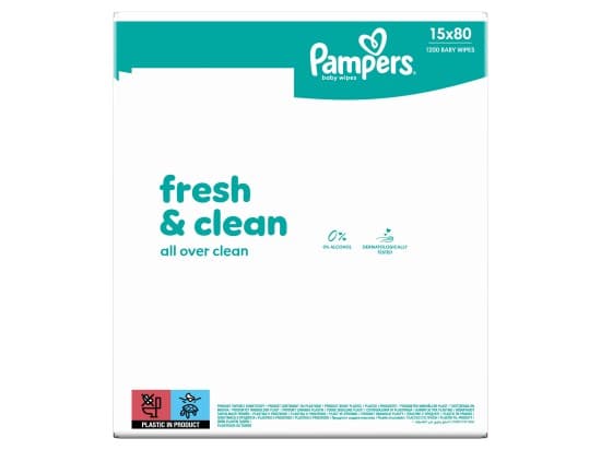 Pampers Fresh Clean Baby Čisticí ubrousky 15 x 80 ks
