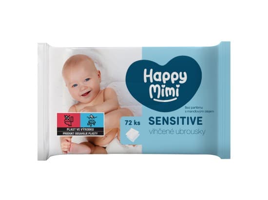 Happy Mimi Dětské vlhčené ubrousky Sensitive 72 ks