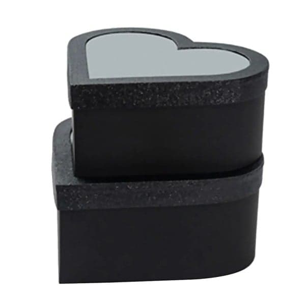 Sada 2 ks černých papírových dárkových krabiček Srdce Elegantní krabička na dárky Svatební dekorace Luxusní balení Valentýn 20x9 cm +