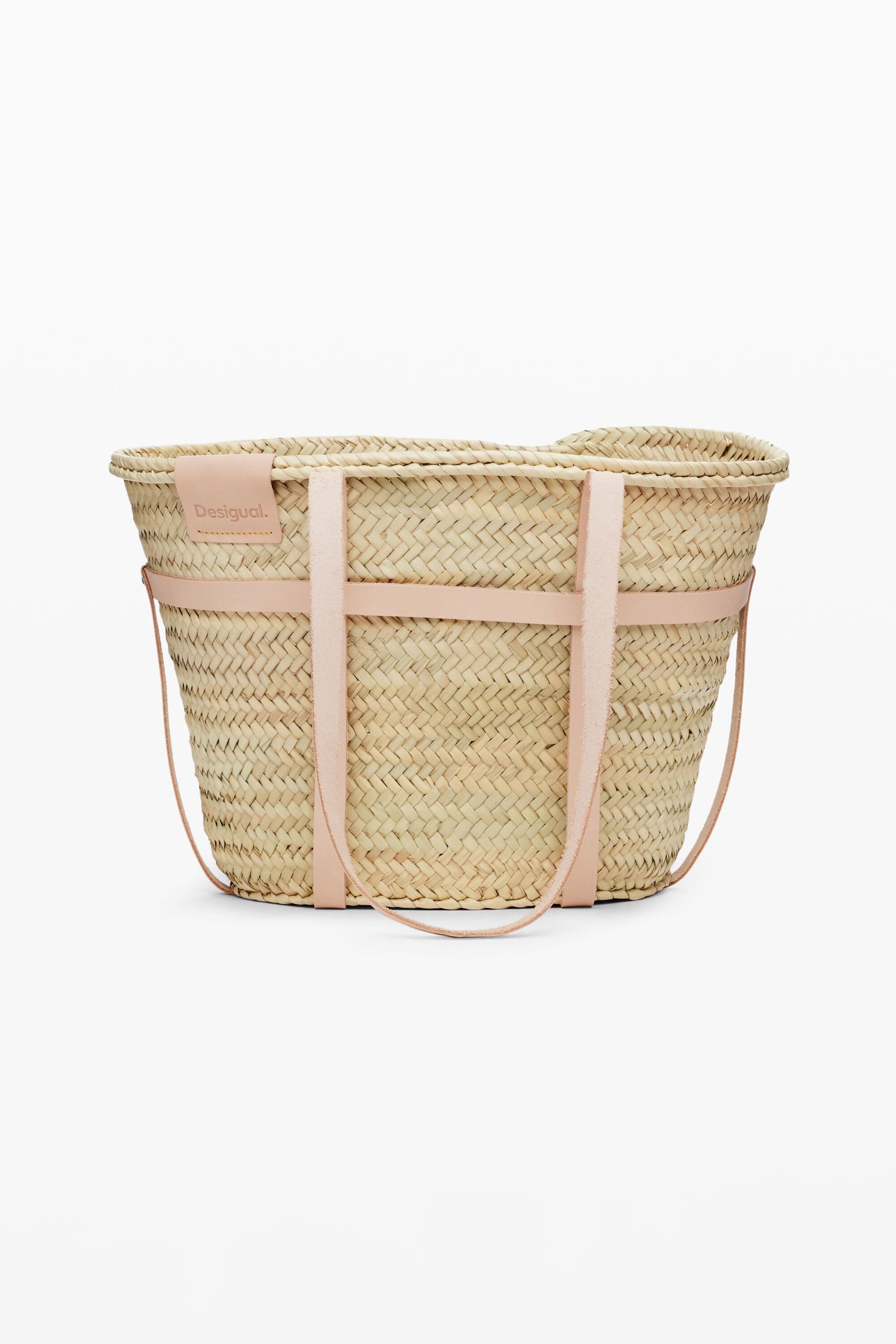 Desigual, L leather wicker basket, Slama, BíLá, U